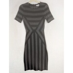 DE COLLECTION Bodycon Dress Women's Small Black Gray Geometric Striped Dress